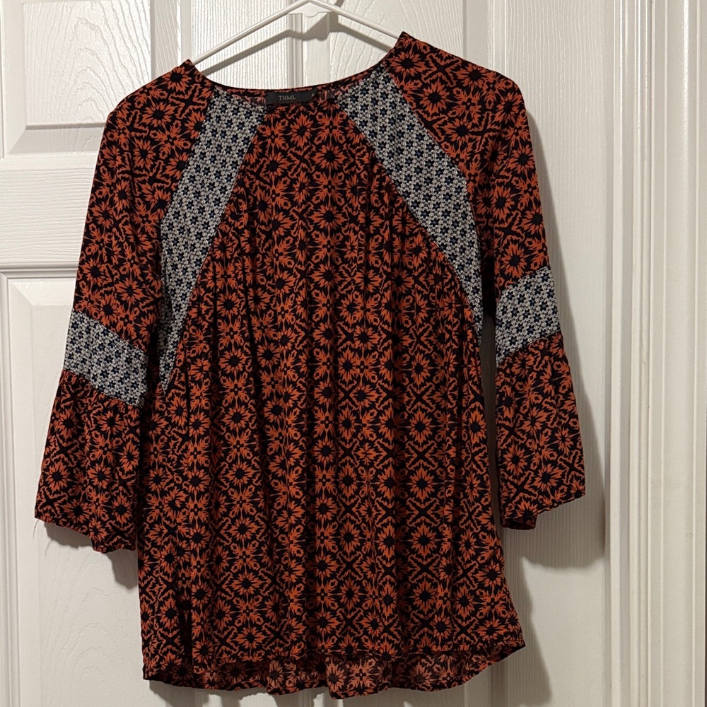 THML Red and Black Floral Blouse